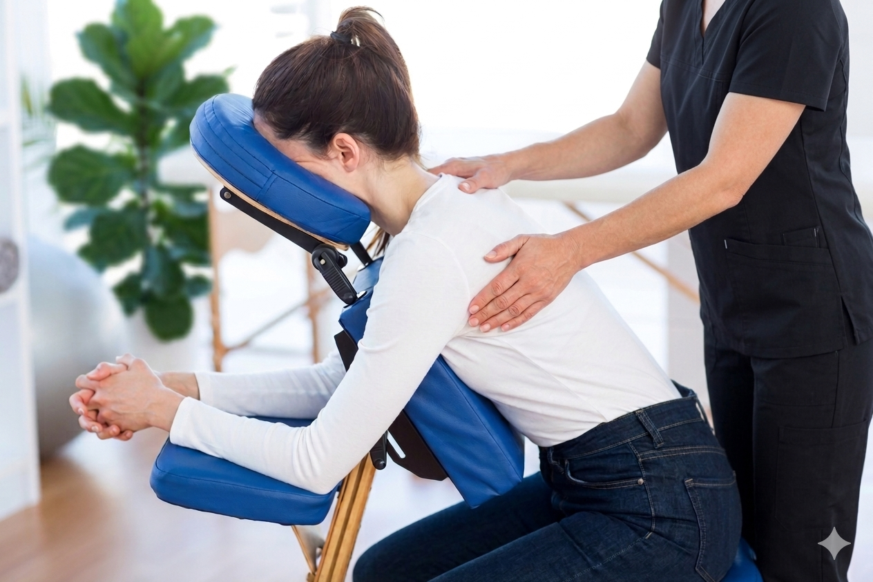 Onsite chair massage at a Columbus, OH corporate event