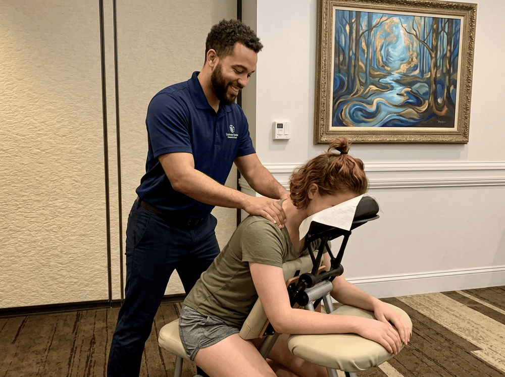 Onsite chair massage at a Nashville, TN corporate event
