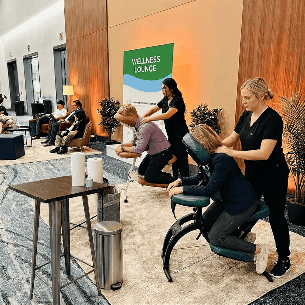 Onsite chair massage at a New Orleans, LA corporate event