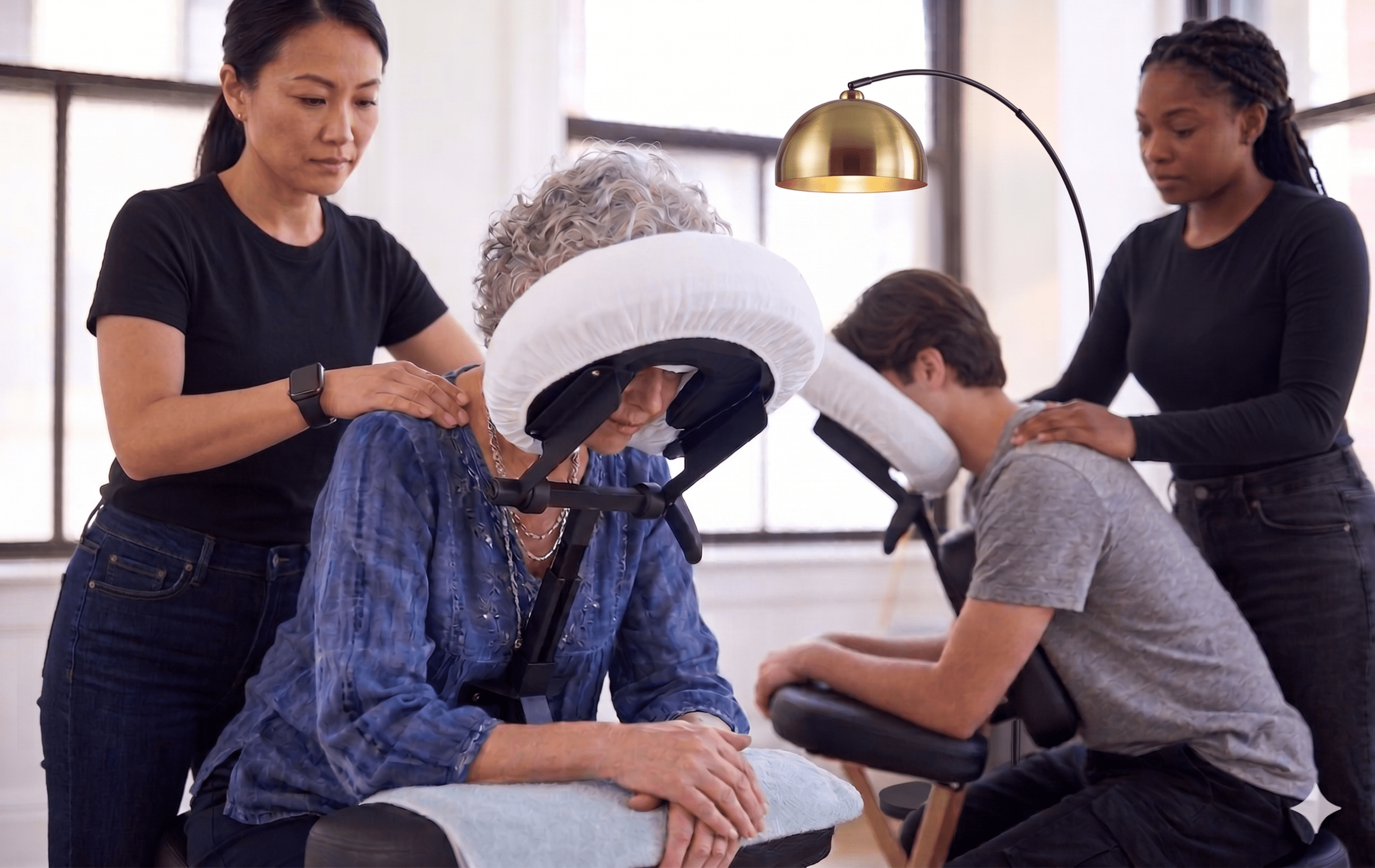 Onsite chair massage at a Phoenix, AZ corporate event