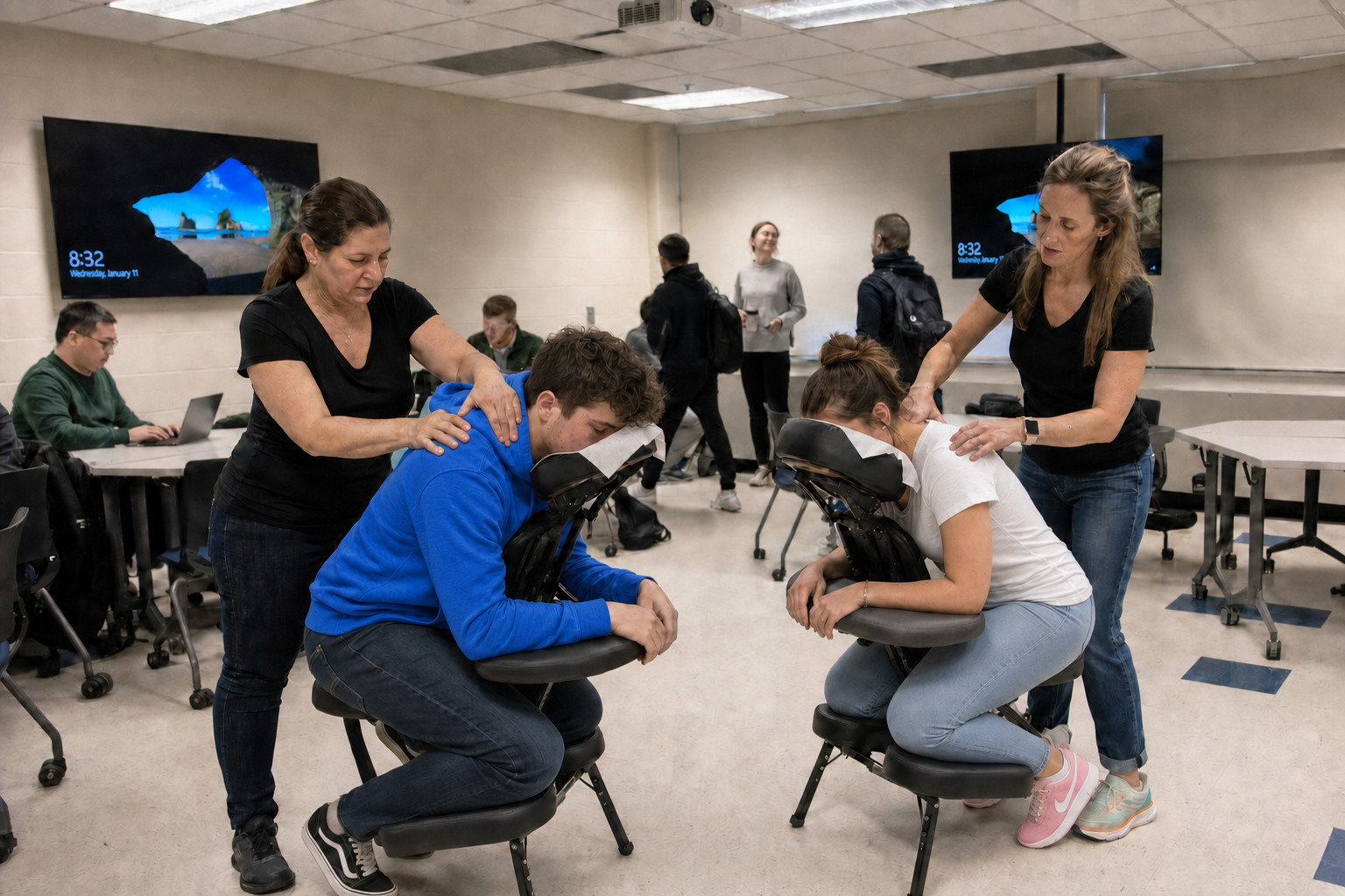 Onsite chair massage at a Pittsburgh, PA corporate event